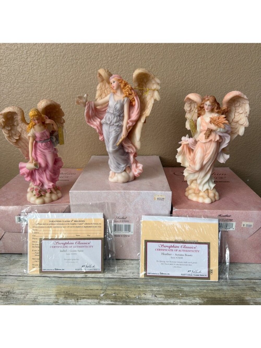 3 X Seraphim Classics Angel Figurine Rosalie Isabel Heather w/Boxes & COA Roman